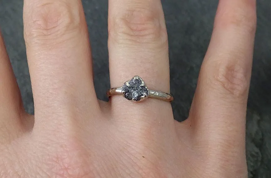 rough raw black diamond engagement ring raw 14k white gold wedding ring wedding solitaire rough diamond ring byangeline 0270 Alternative Engagement