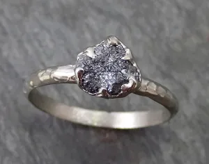 rough raw black diamond engagement ring raw 14k white gold wedding ring wedding solitaire rough diamond ring byangeline 0270 Alternative Engagement