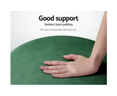 Round Velvet Ottoman Foot Stool Foot Rest Pouffe Pouf Padded Seat Living Room - Green