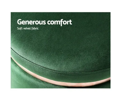 Round Velvet Ottoman Foot Stool Foot Rest Pouffe Pouf Padded Seat Living Room - Green