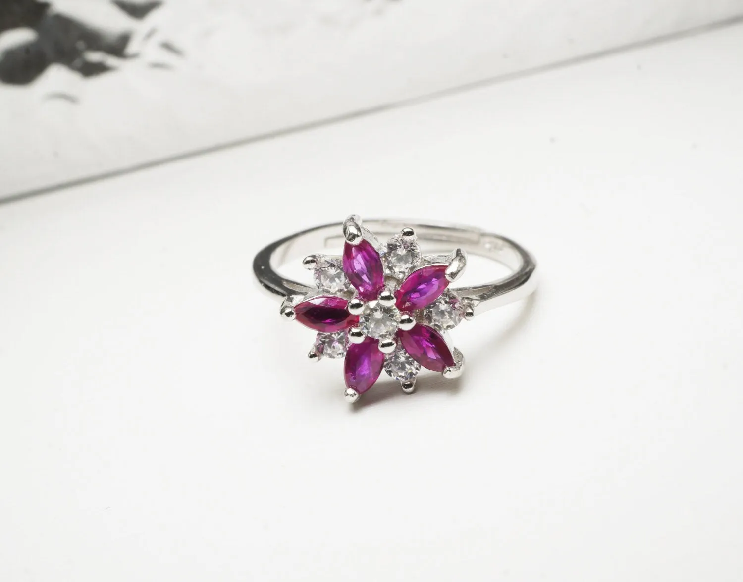 Ruby Ring- Promise Ring - Engagement Ring - Sterling Silver Cz Ring, Anniversary Claddah Ring
