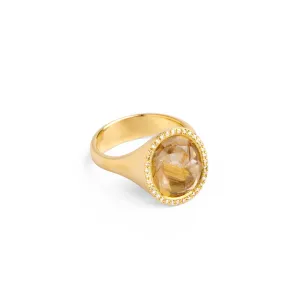 Rutileted Quartz Ring  with diamonds