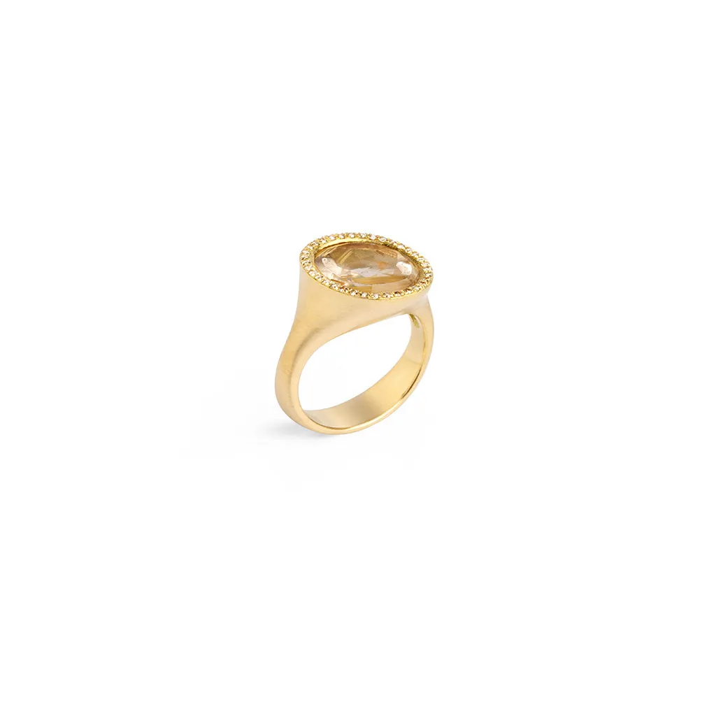 Rutileted Quartz Ring  with diamonds