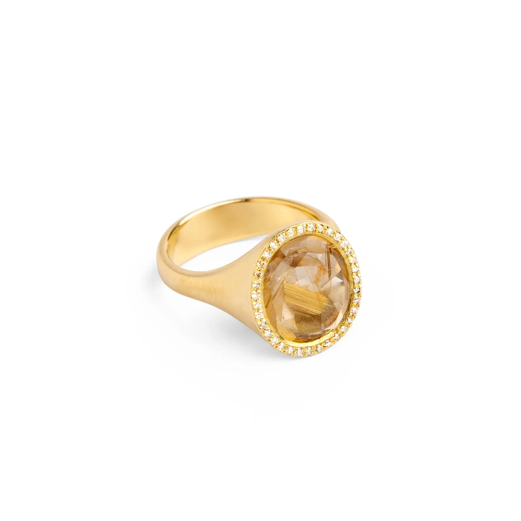 Rutileted Quartz Ring  with diamonds