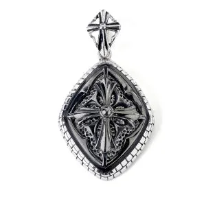 Samuel B. Sterling Silver Shield Design Cross Pendant (91237)