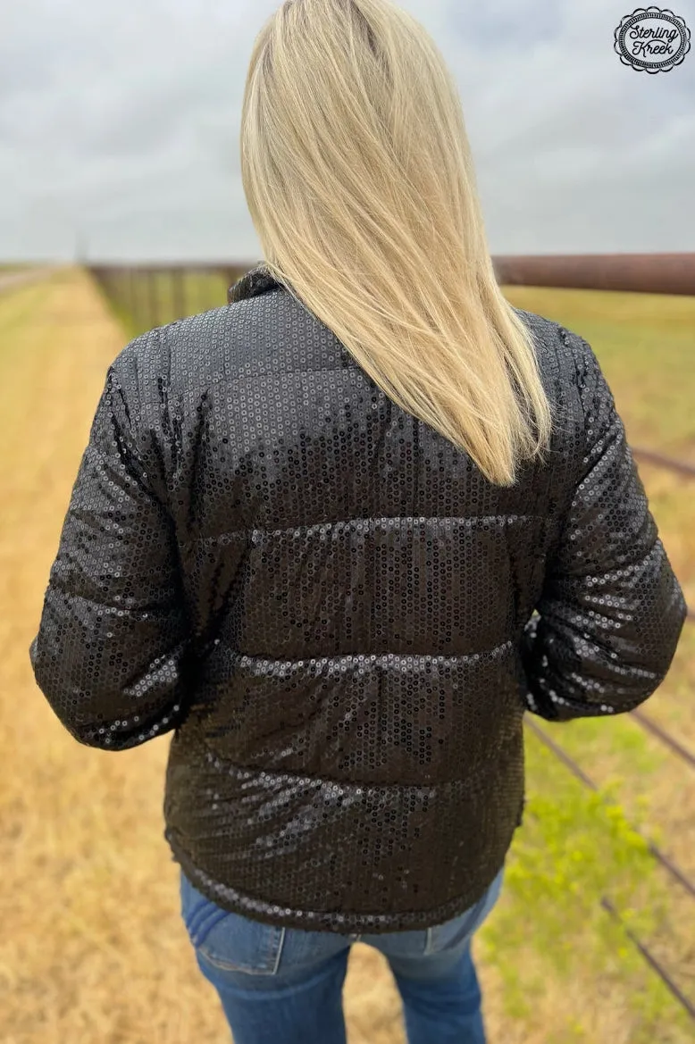 Shimmer Me Up Black Sequin Coat