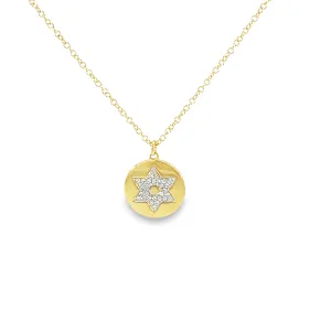 Shy Creation Diamond Star of David Disc Necklace