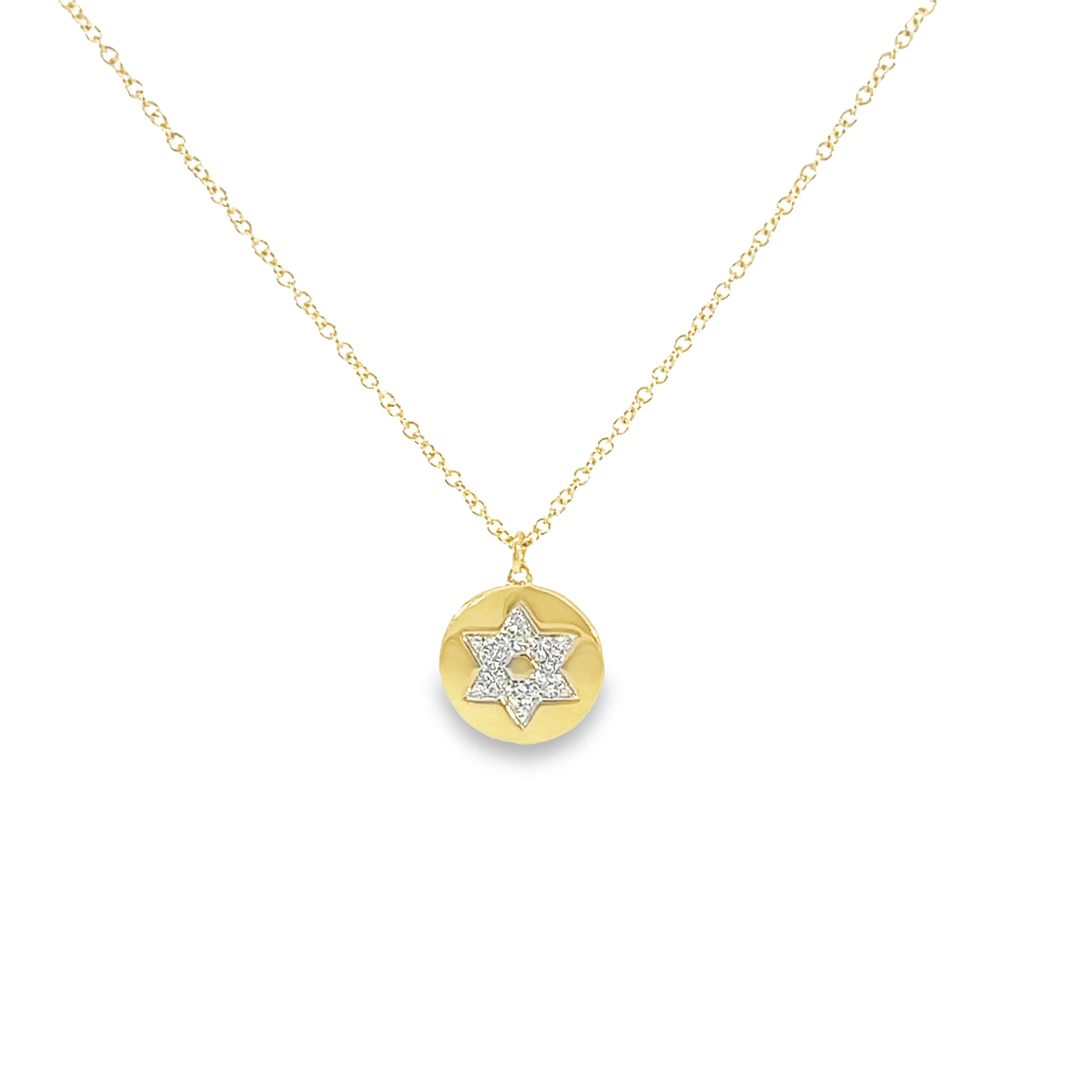 Shy Creation Diamond Star of David Disc Necklace