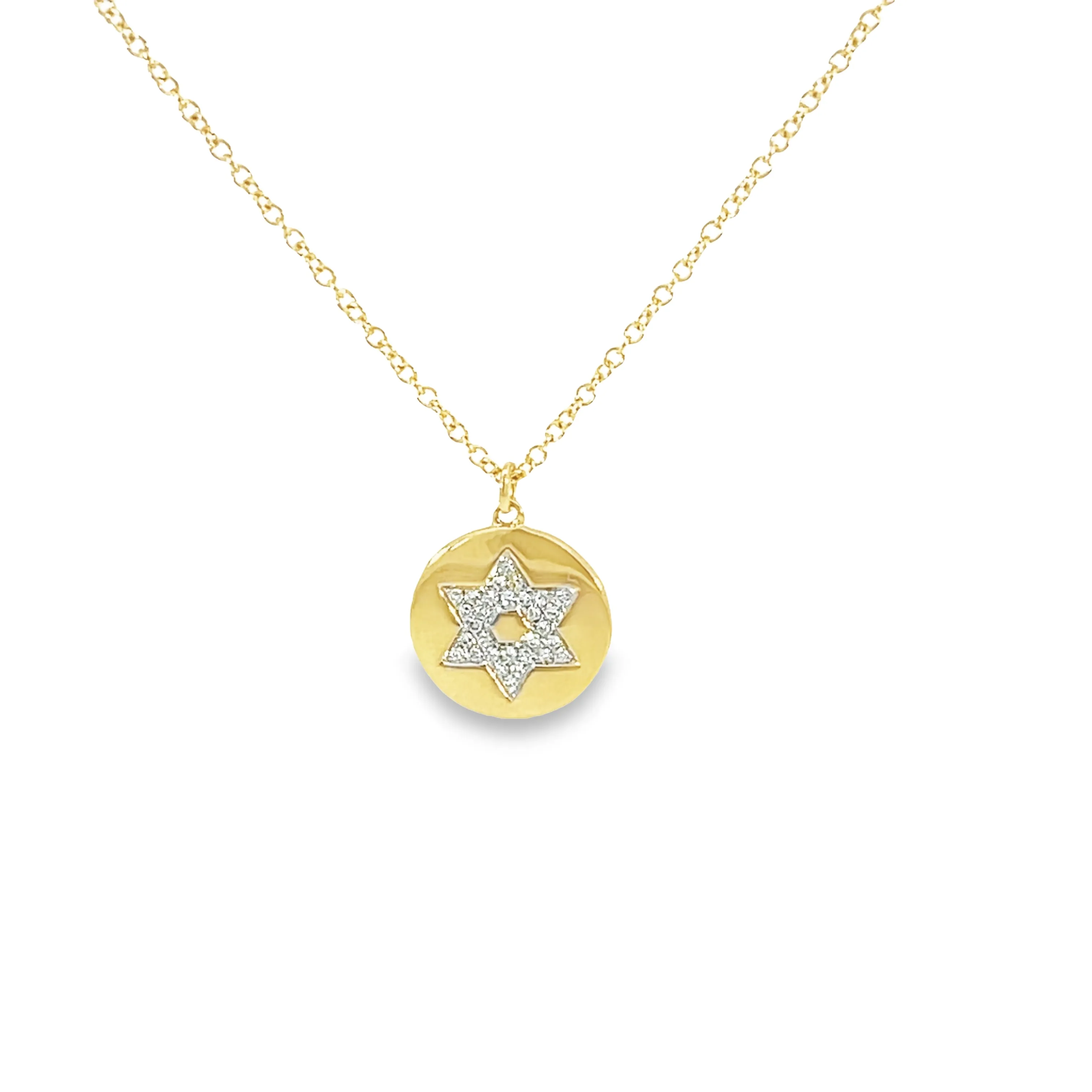 Shy Creation Diamond Star of David Disc Necklace