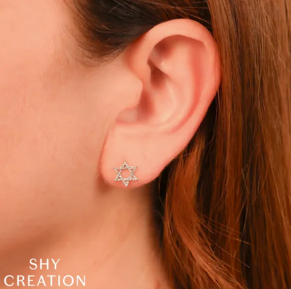 Shy Creation Star of David Stud Earrings