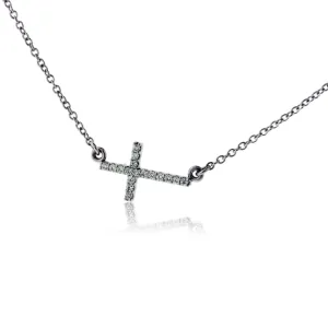 Sideways Diamond Cross Necklace