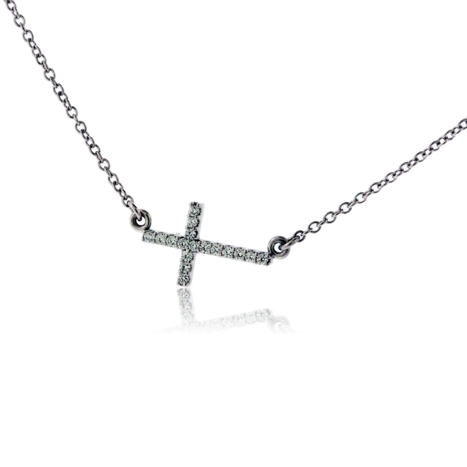Sideways Diamond Cross Necklace