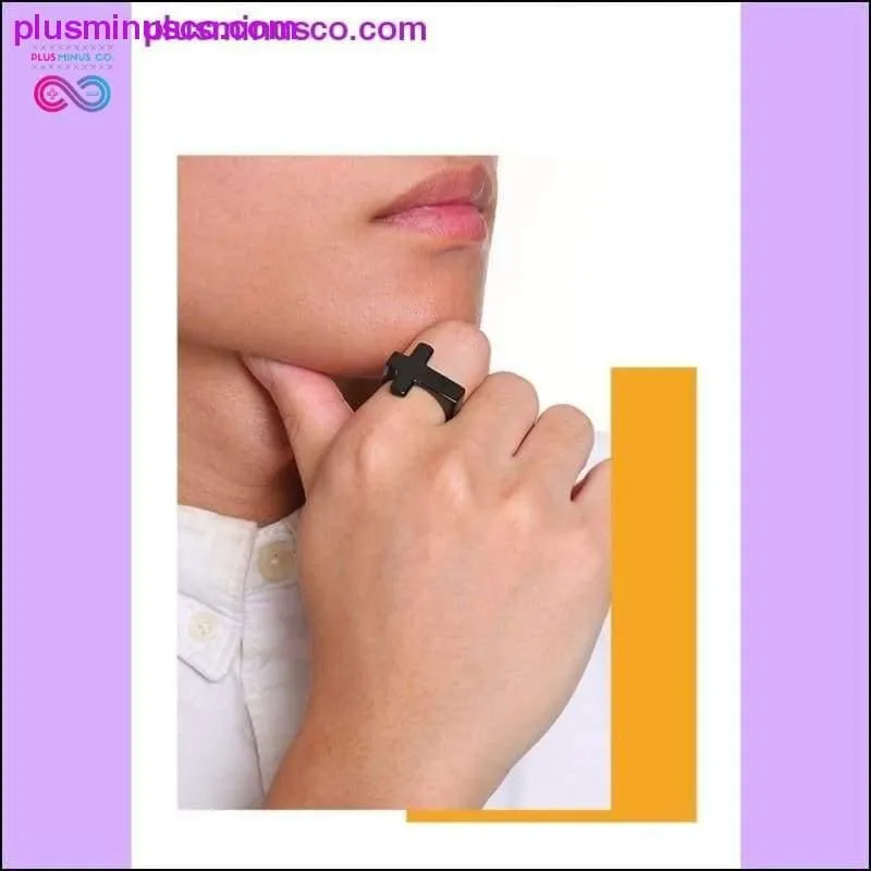 Simple Cross Rings for Men Boy Crucifix Gold Black Silver