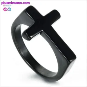 Simple Cross Rings for Men Boy Crucifix Gold Black Silver