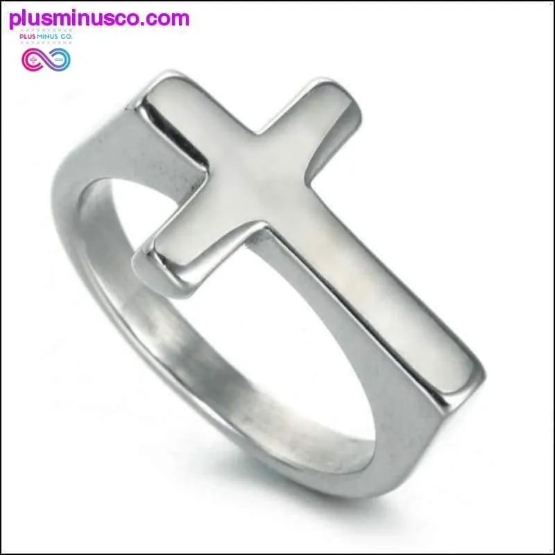 Simple Cross Rings for Men Boy Crucifix Gold Black Silver