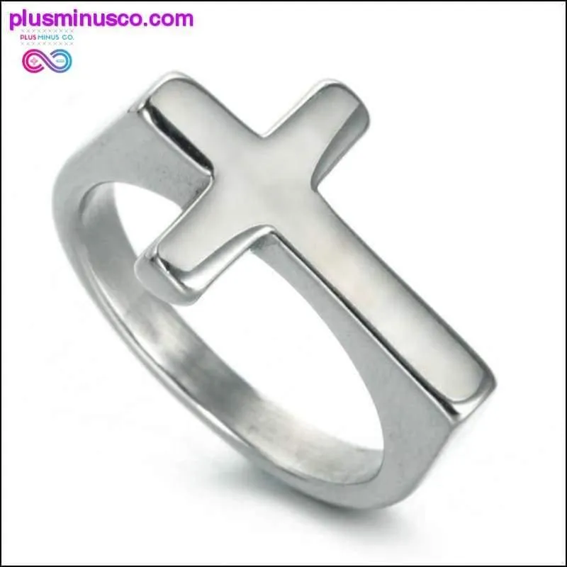 Simple Cross Rings for Men Boy Crucifix Gold Black Silver
