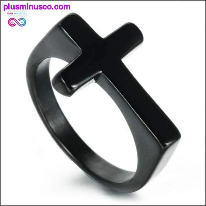 Simple Cross Rings for Men Boy Crucifix Gold Black Silver