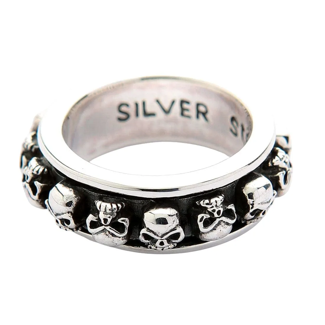 Skull Sterling Silver Spinner Ring