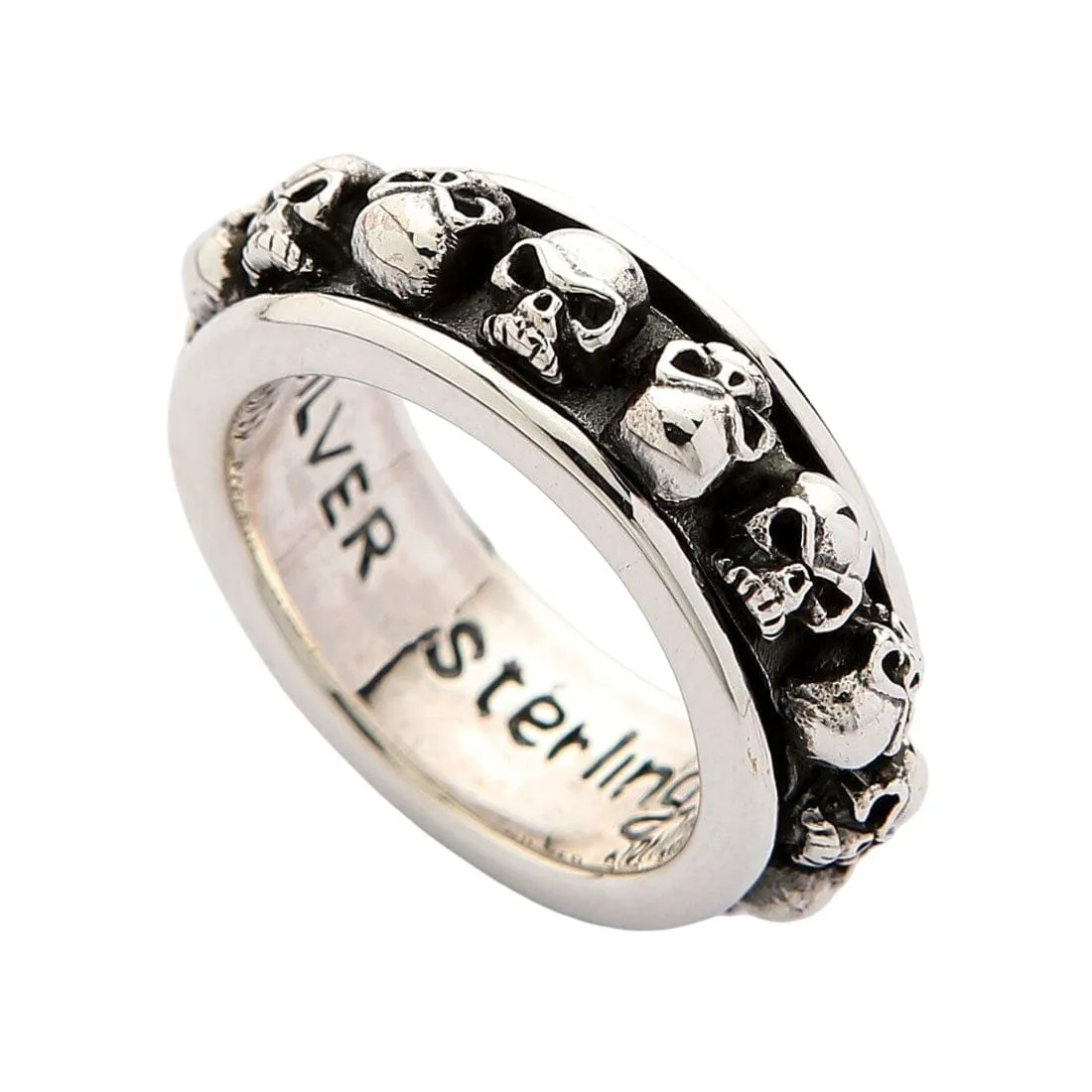 Skull Sterling Silver Spinner Ring