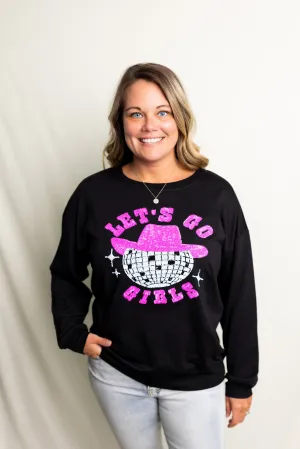 Small Let's Go Girls Sequin Patch Sweatshirt