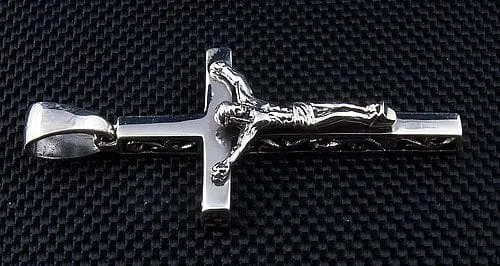 Small Silver Cross Jesus Pendant