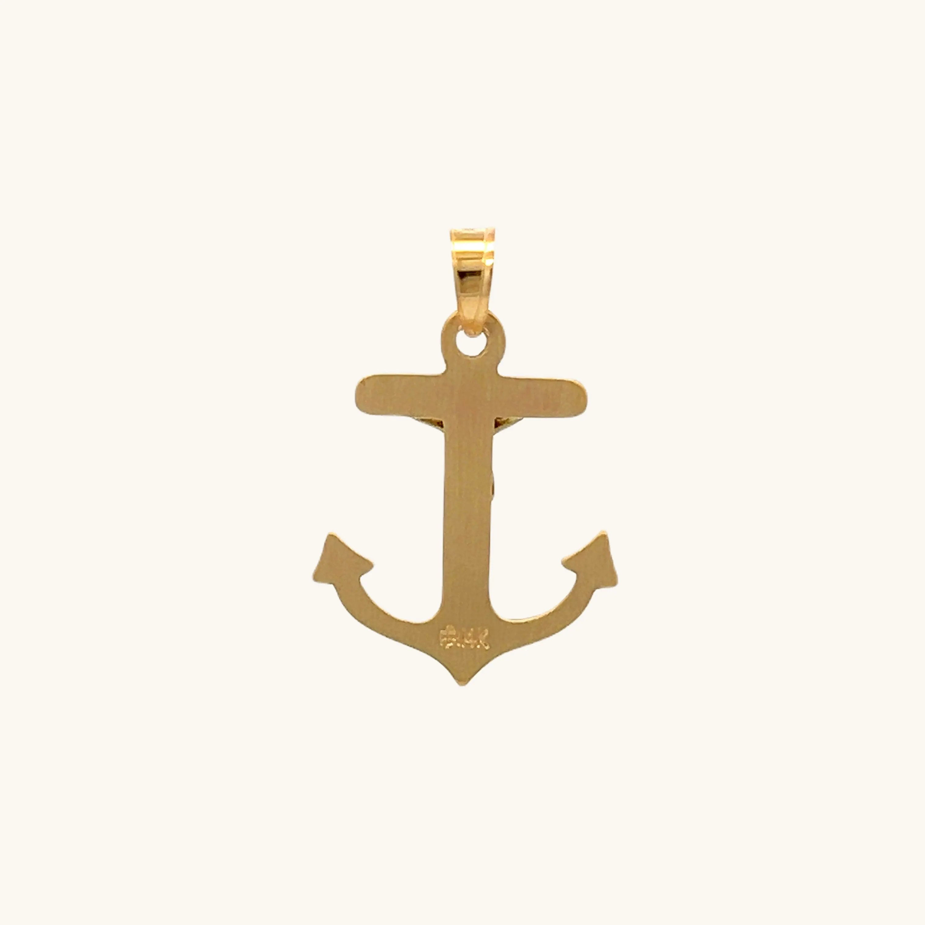 SOLID 14K TWO-TONE GOLD MARINERS CRUCIFIX ANCHOR CHARM PENDANT