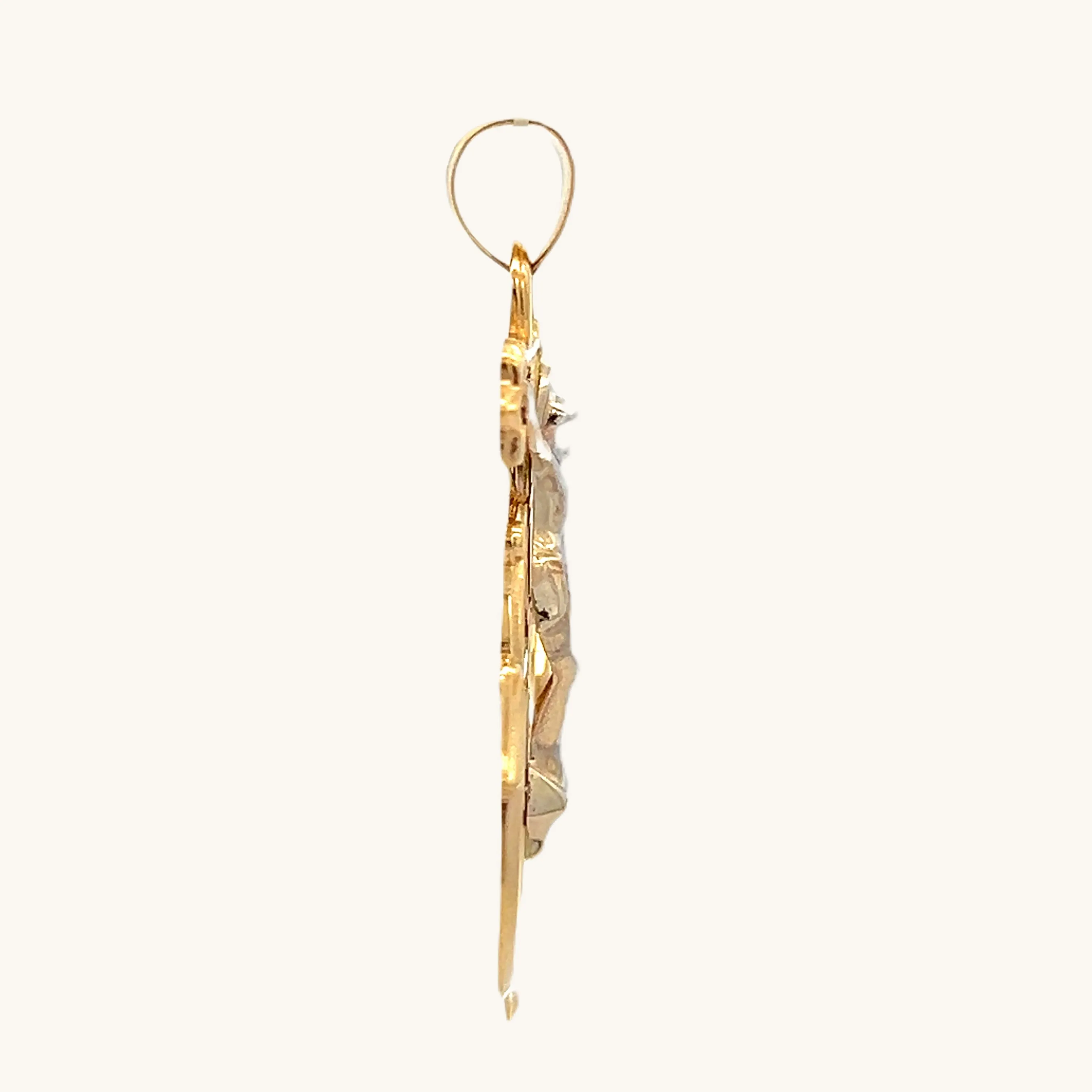 SOLID 14K TWO-TONE GOLD XL MARINERS CRUCIFIX ANCHOR CHARM PENDANT