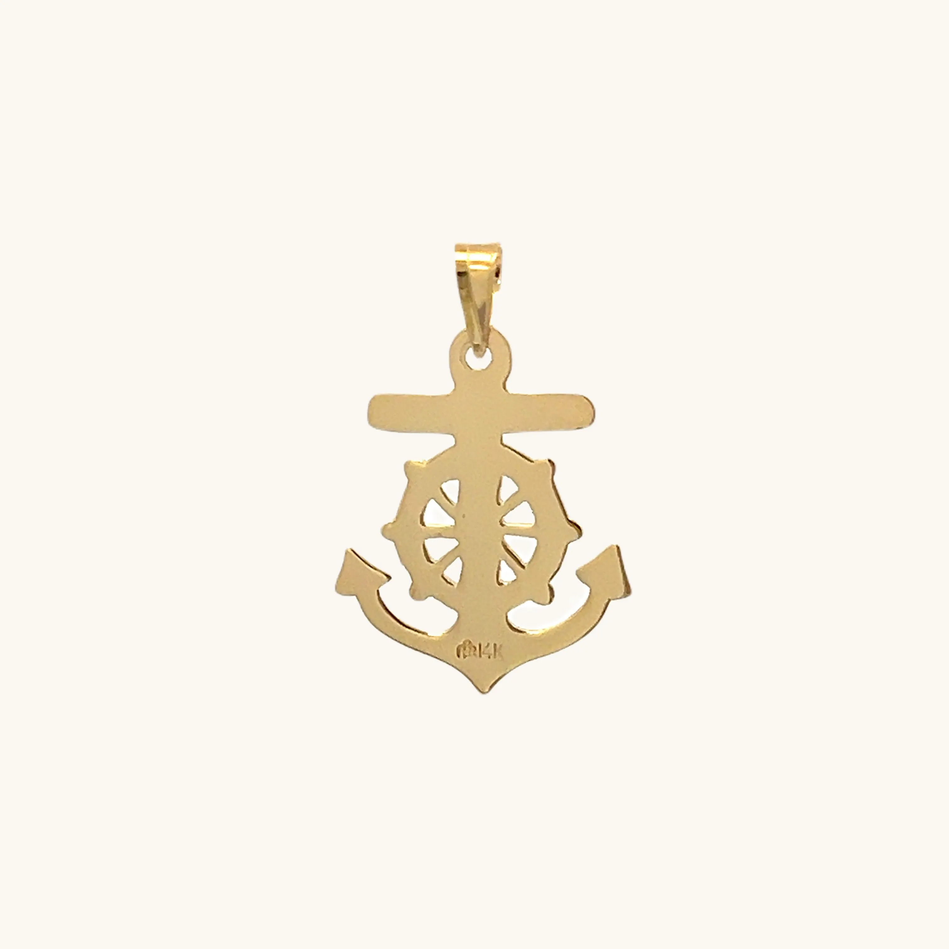 SOLID 14K YELLOW GOLD MARINERS CROSS ANCHOR CHARM PENDANT