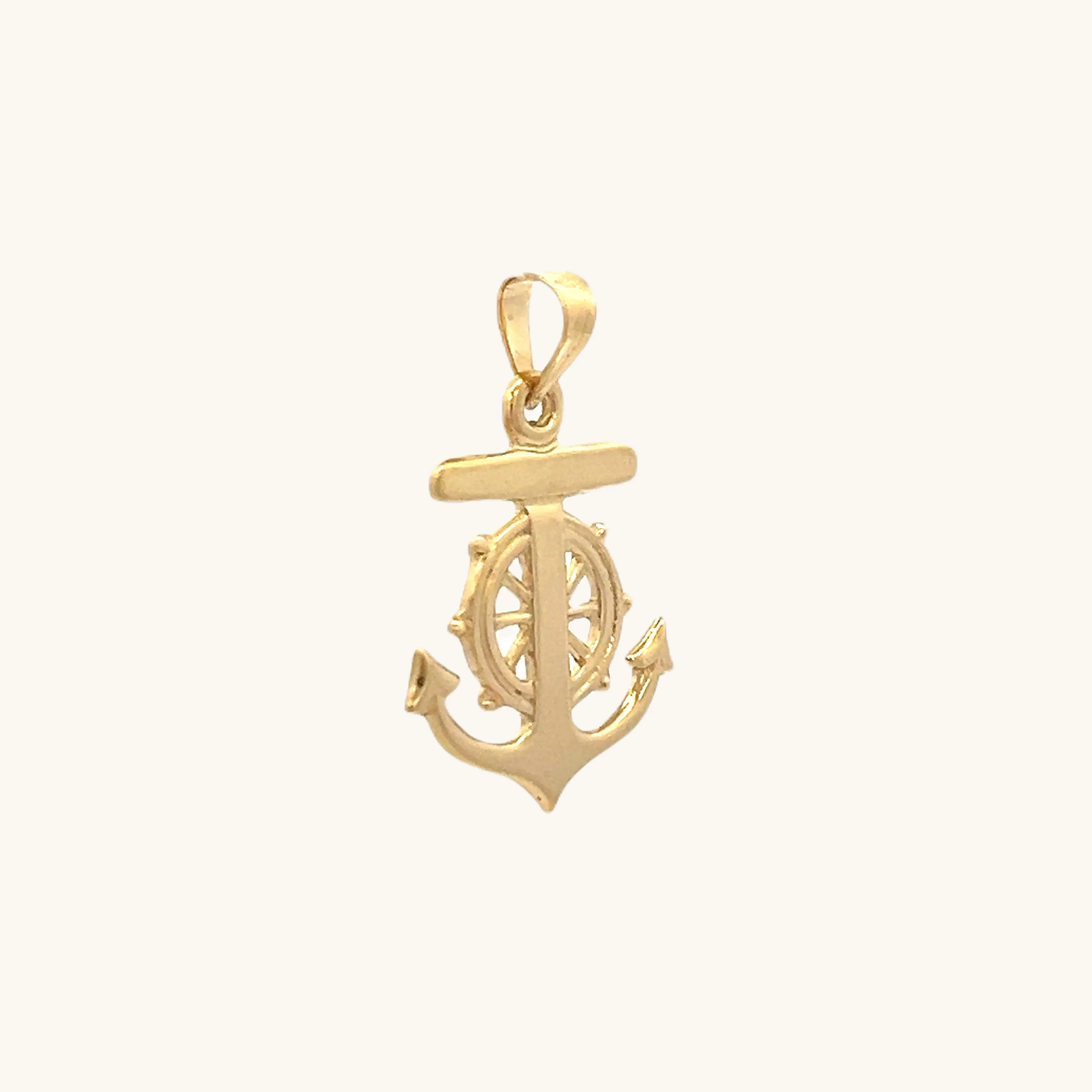 SOLID 14K YELLOW GOLD MARINERS CROSS ANCHOR CHARM PENDANT