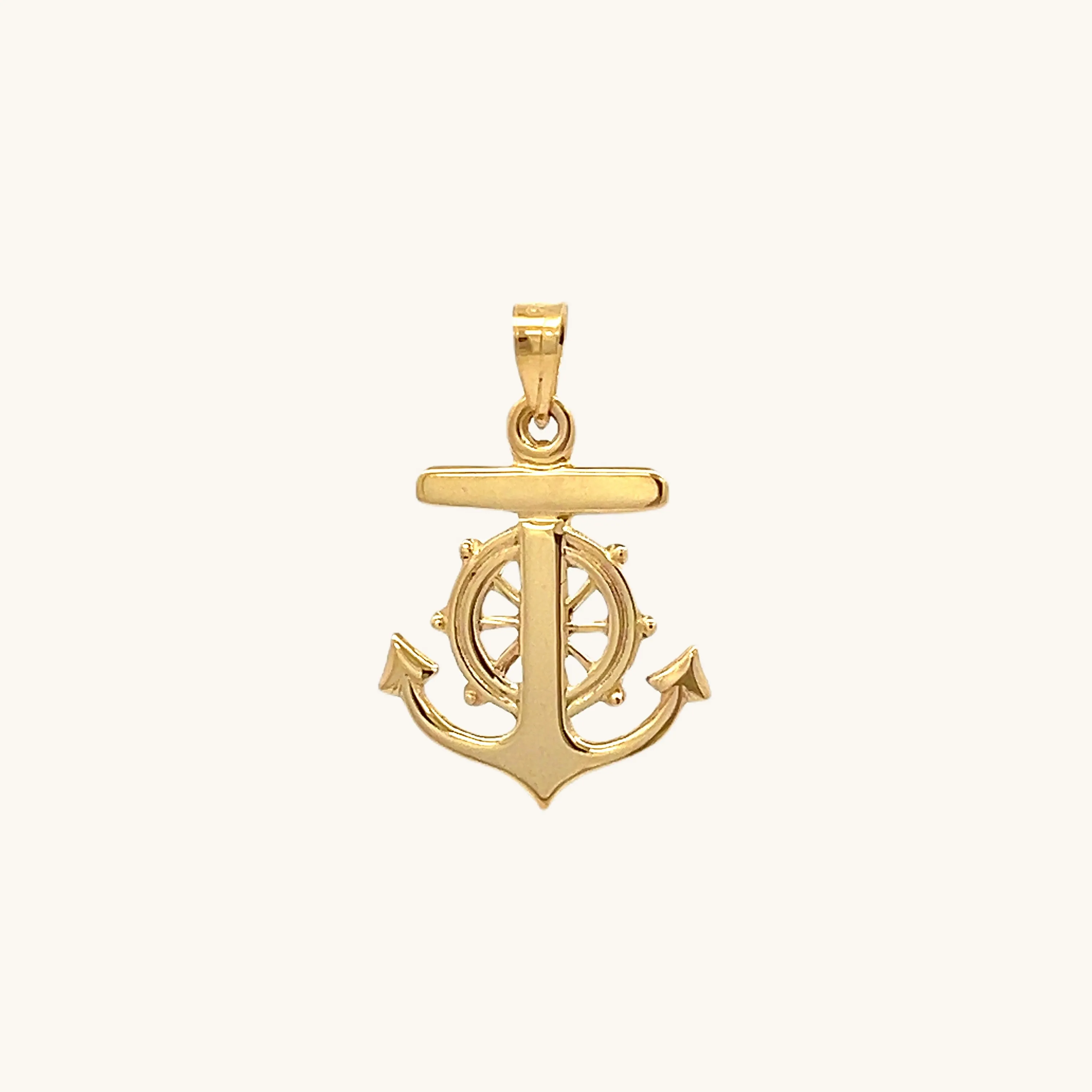 SOLID 14K YELLOW GOLD MARINERS CROSS ANCHOR CHARM PENDANT