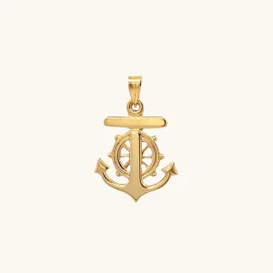 SOLID 14K YELLOW GOLD MARINERS CROSS ANCHOR CHARM PENDANT