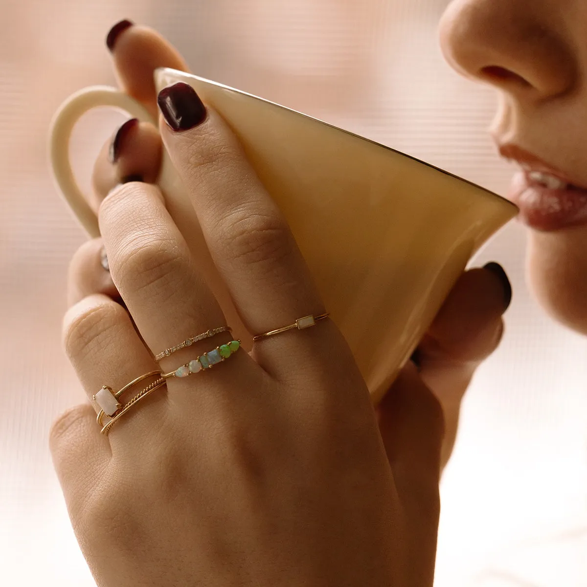 Solid Gold Delicate Opal Ring