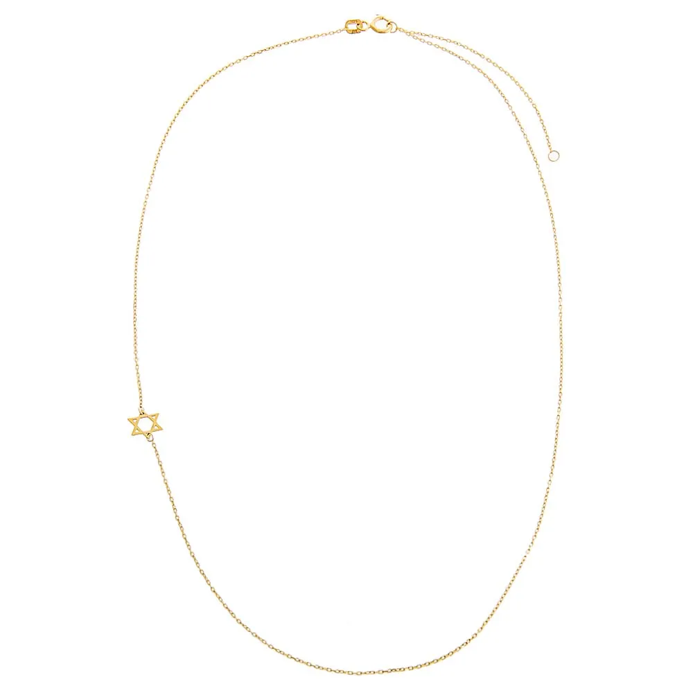 Solid Sideways Star of David Necklace 14K
