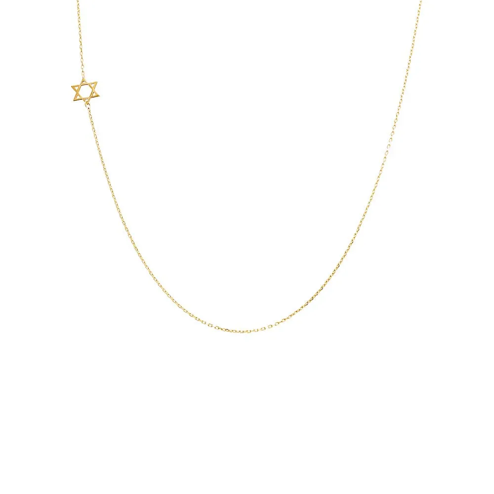 Solid Sideways Star of David Necklace 14K