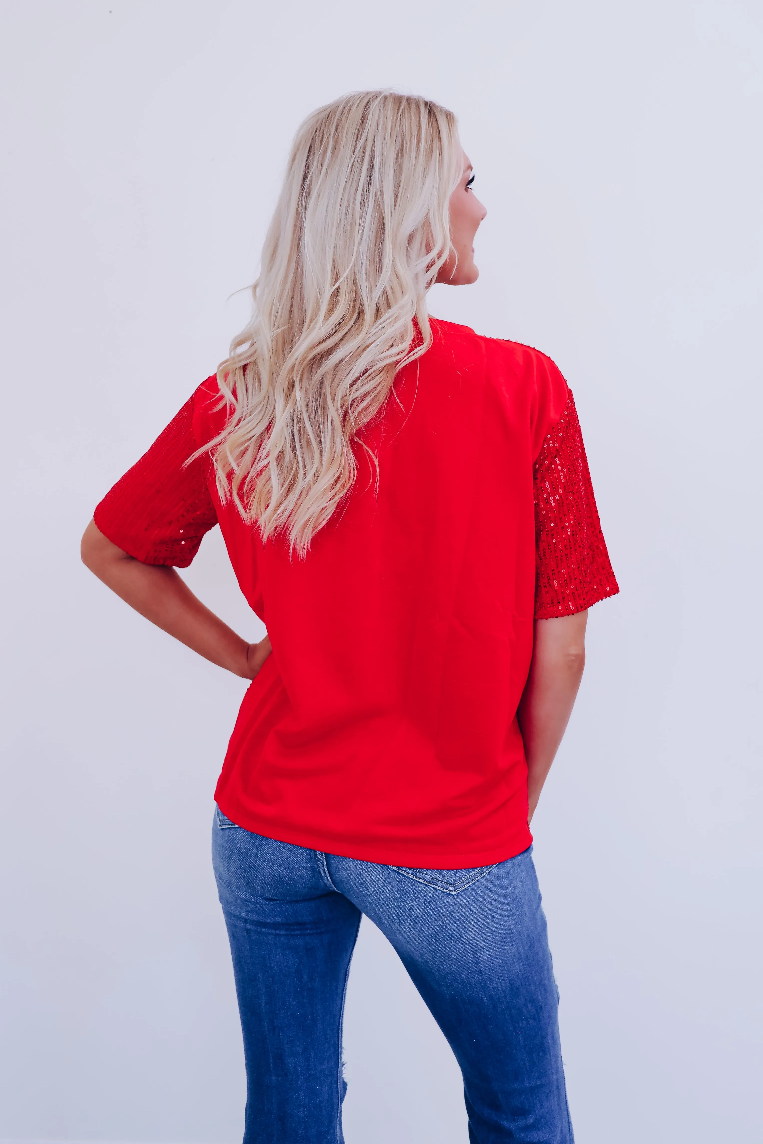 Sparkling Sequin "Merry" Tinsel Top - Multi