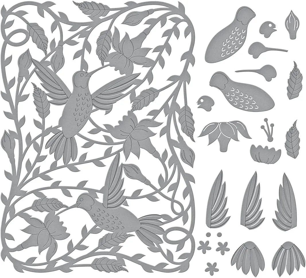 Spellbinders Delicate Floral Hummingbirds by Bibi Cameron Etched Dies