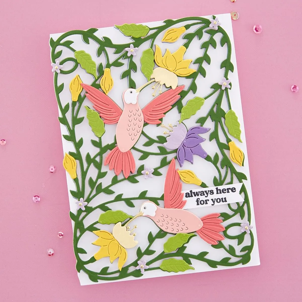 Spellbinders Delicate Floral Hummingbirds by Bibi Cameron Etched Dies