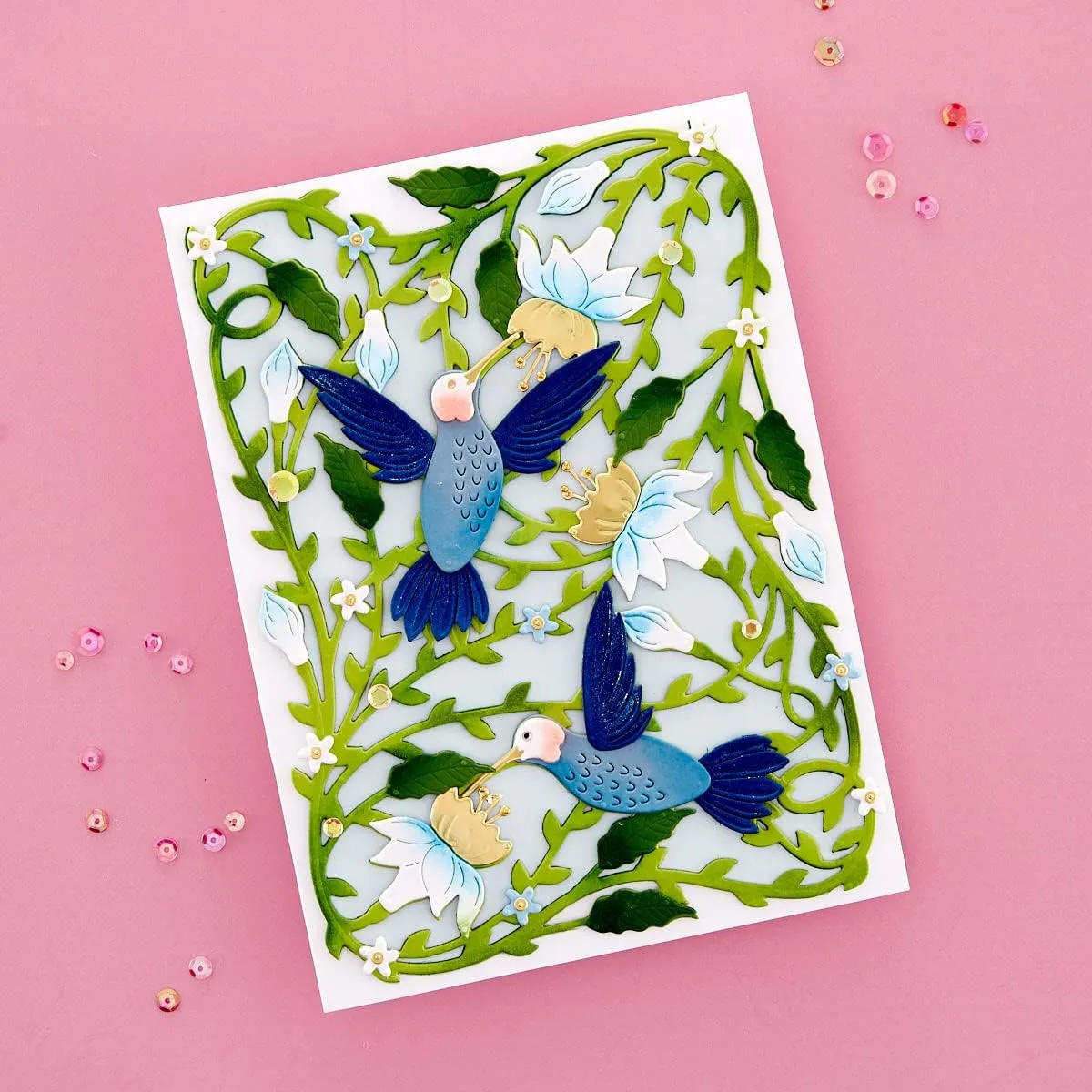 Spellbinders Delicate Floral Hummingbirds by Bibi Cameron Etched Dies