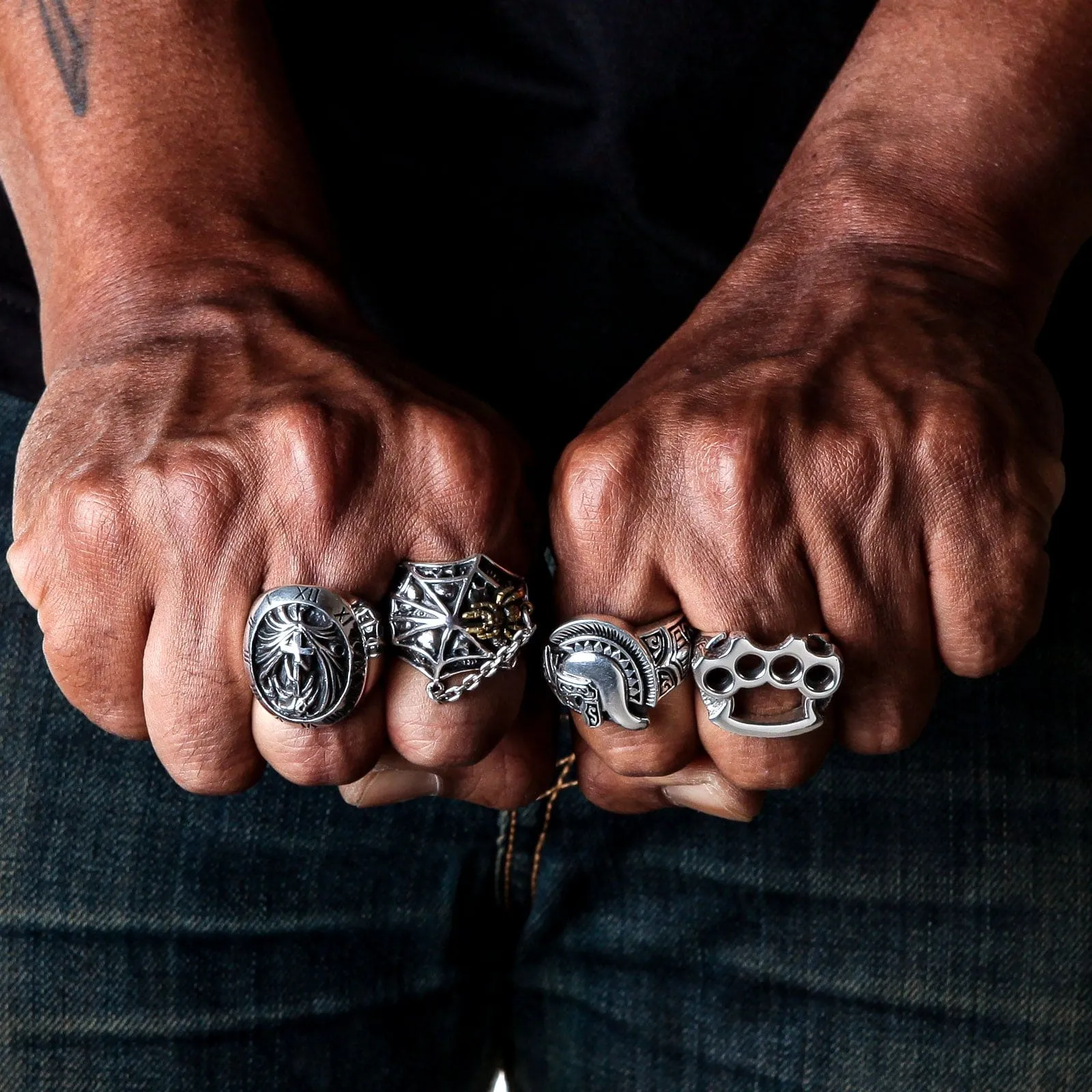 Spider Skeleton Skull Sterling Silver Gothic Ring