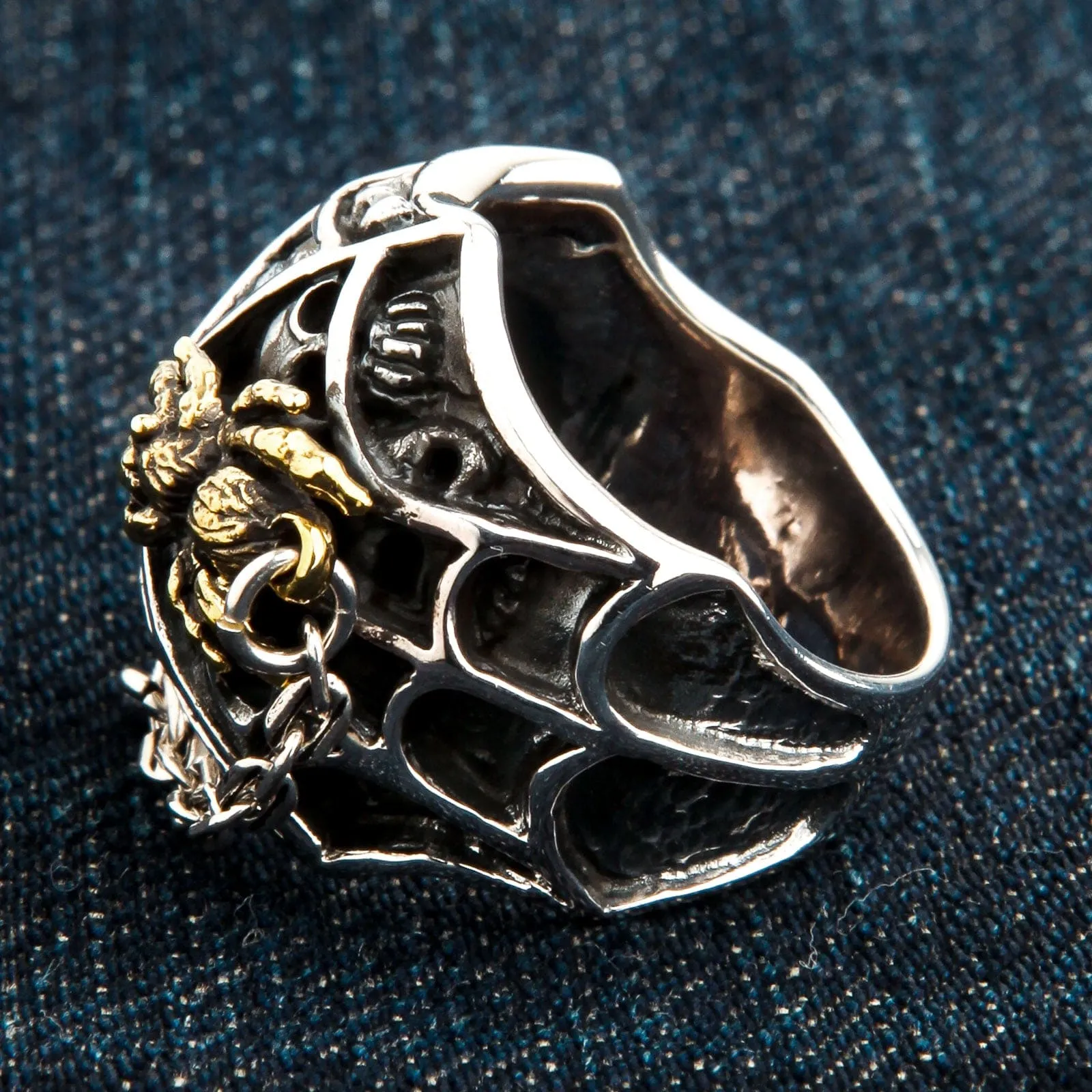 Spider Skeleton Skull Sterling Silver Gothic Ring
