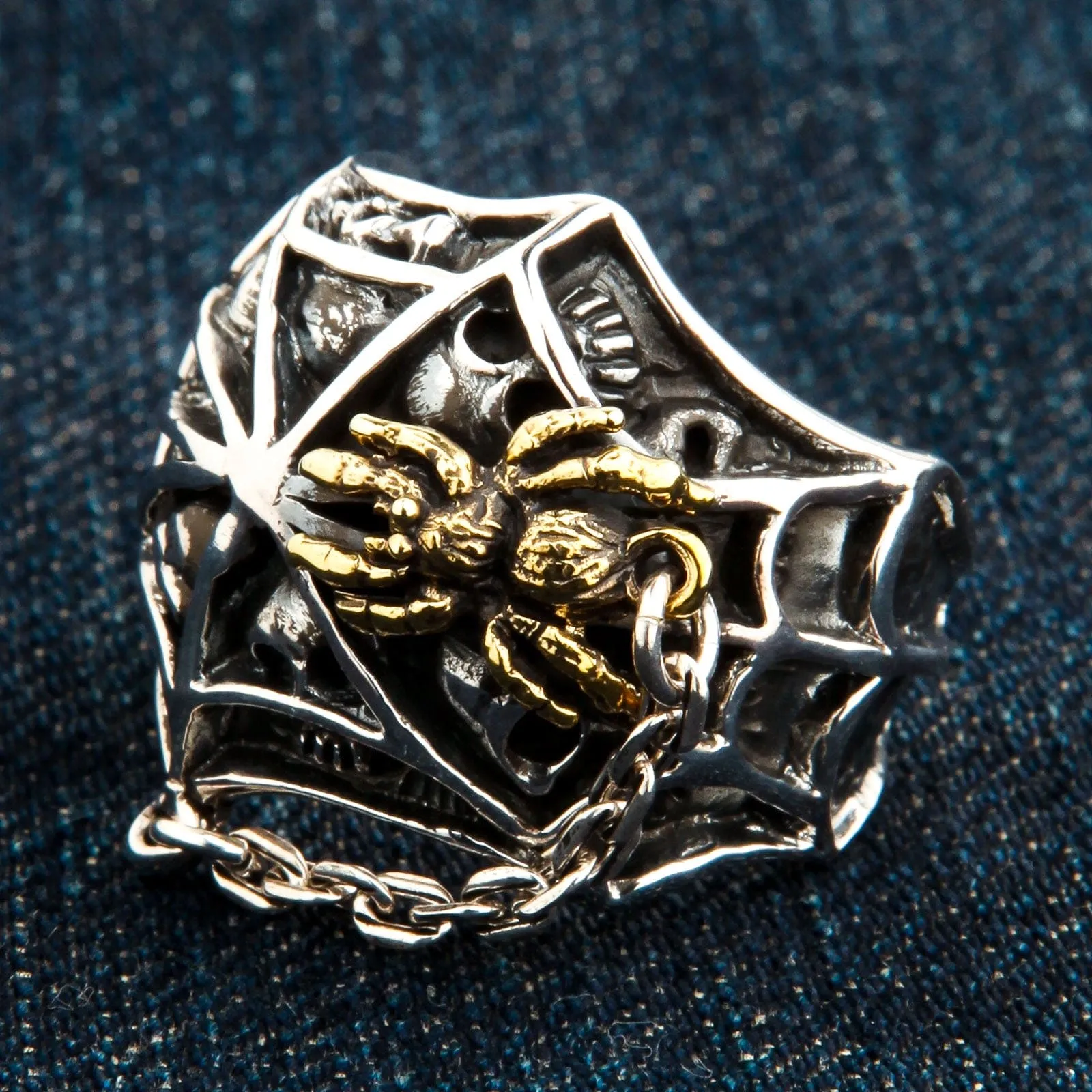 Spider Skeleton Skull Sterling Silver Gothic Ring