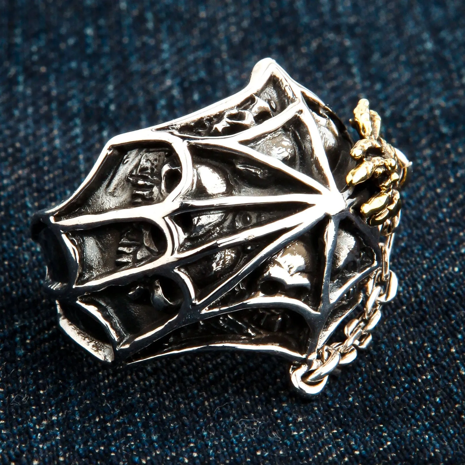 Spider Skeleton Skull Sterling Silver Gothic Ring