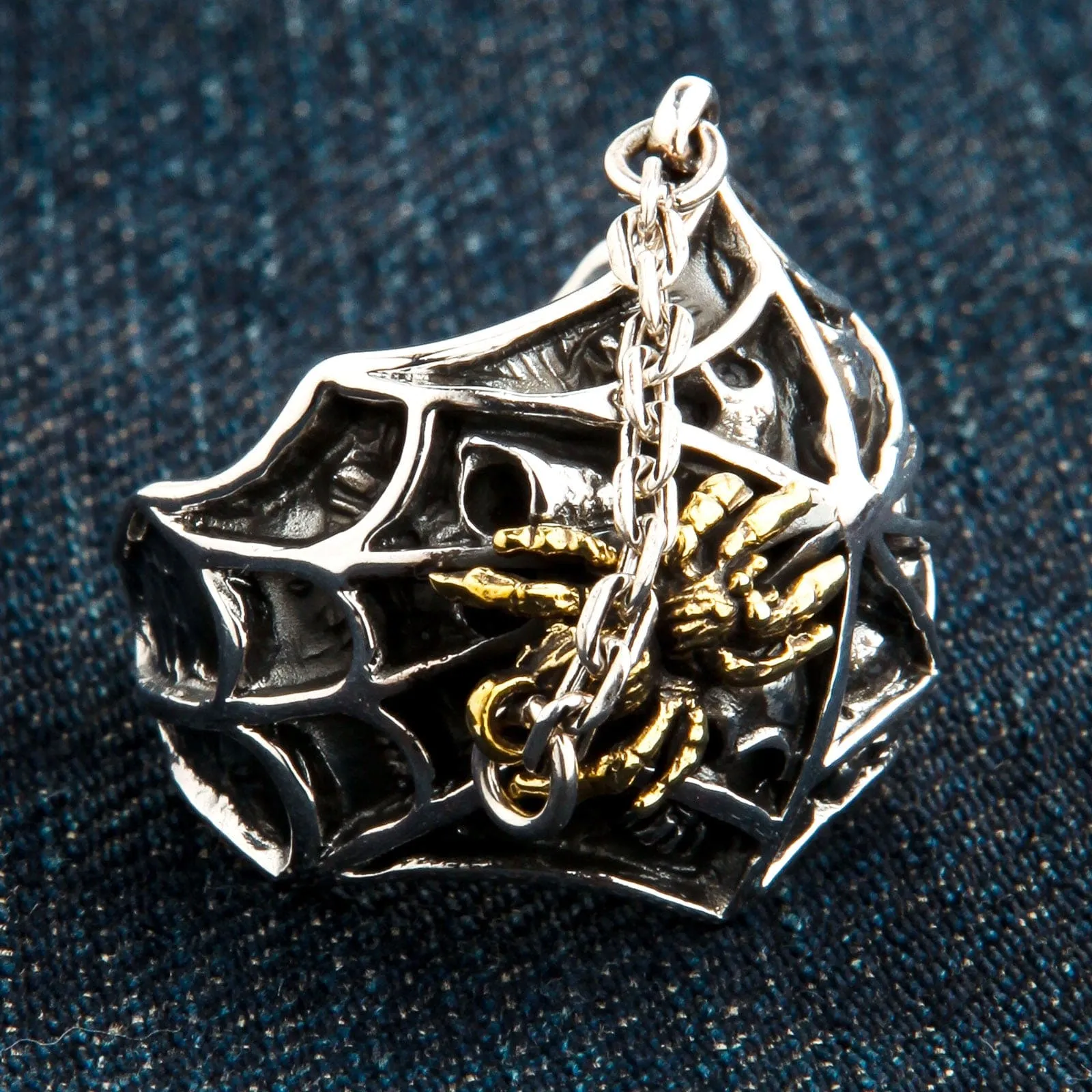 Spider Skeleton Skull Sterling Silver Gothic Ring