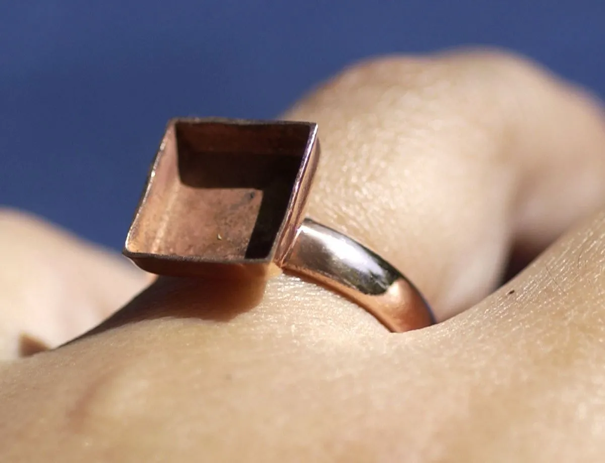 Square Bezel Cup Ring for Resin or Stone Setting