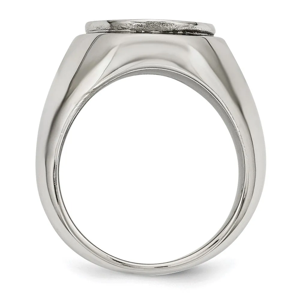 Stainless Steel Polished Black Enameled Cross Ring