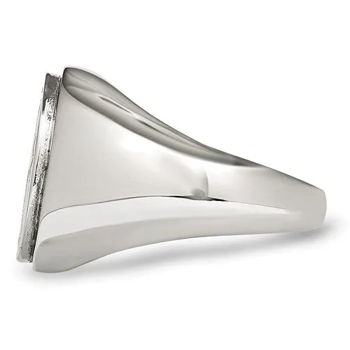 Stainless Steel Polished Black Enameled Cross Ring