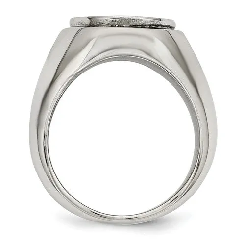 Stainless Steel Polished Black Enameled Cross Ring