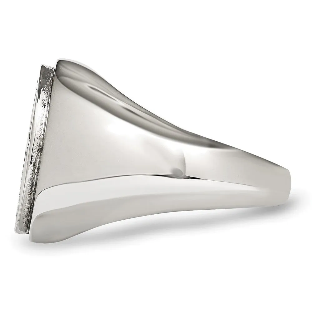 Stainless Steel Polished Black Enameled Cross Ring