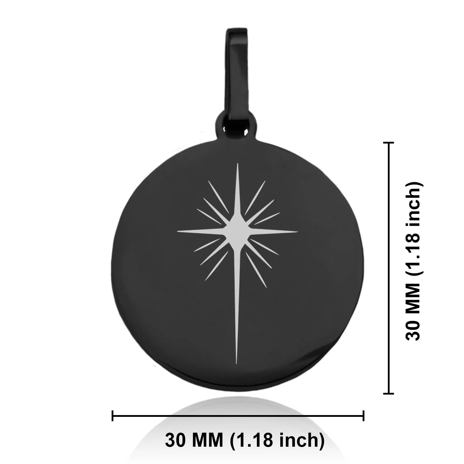Stainless Steel Religious Star of Bethlehem Round Medallion Keychain