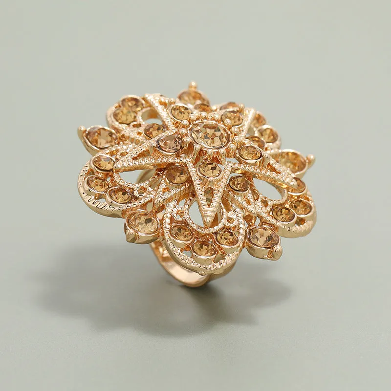 Star Flower Rhinestone Decor Ring( Clearance sale
